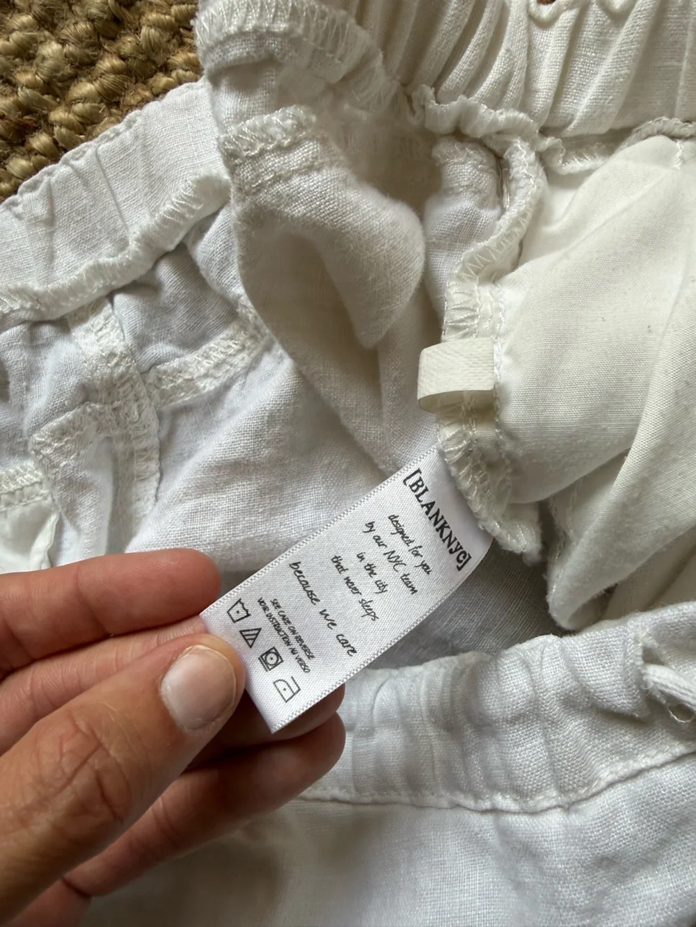 BLANKNYC 100% Linen White Drawstring Pants — Size 7